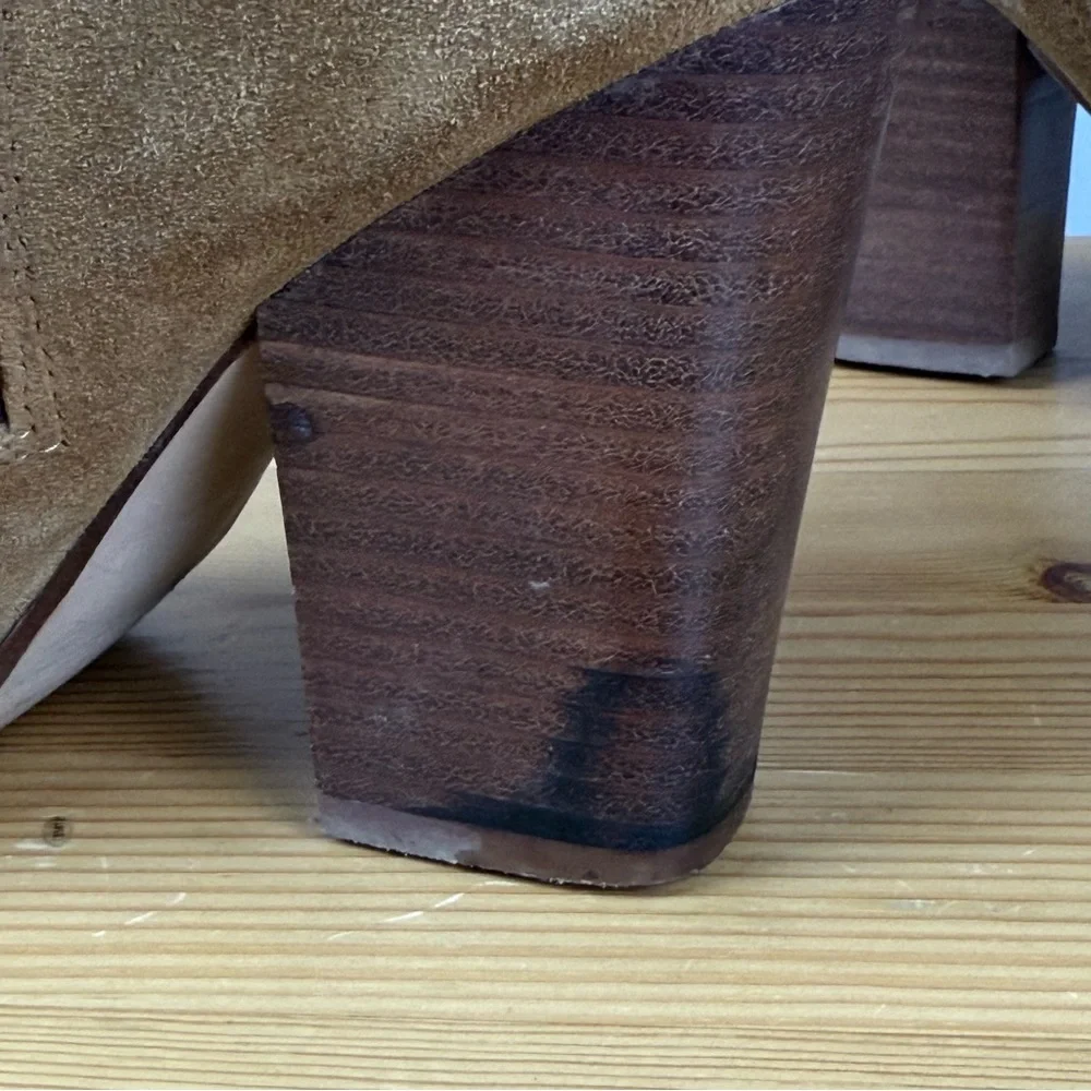 Crown Vintage Tan Suede Heeled Cowgirl Boots - Picture 8 of 16